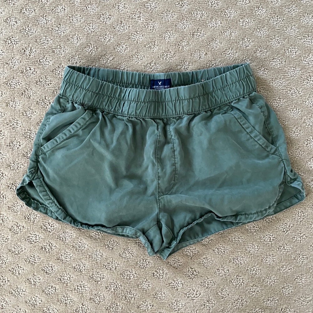 Green American Eagle Elastic Waist Shorts